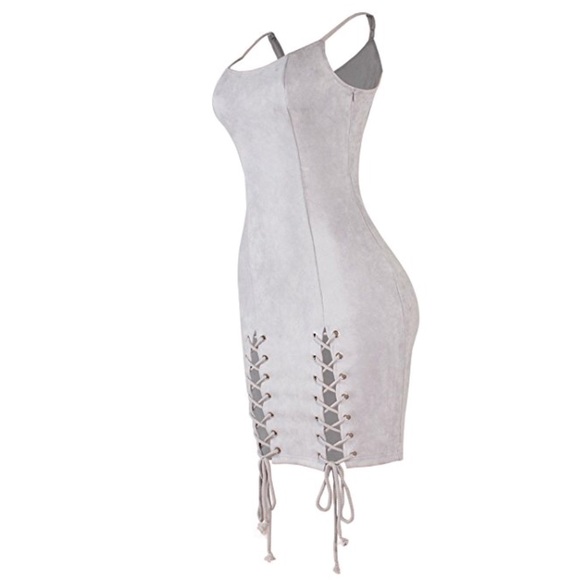 Gray Corset Lace Up Skirt Bodycon Mini Dress - Picture 5 of 8